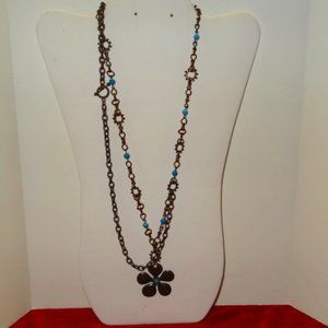 Handmade Multi-chain Necklace with Daisy Pendant